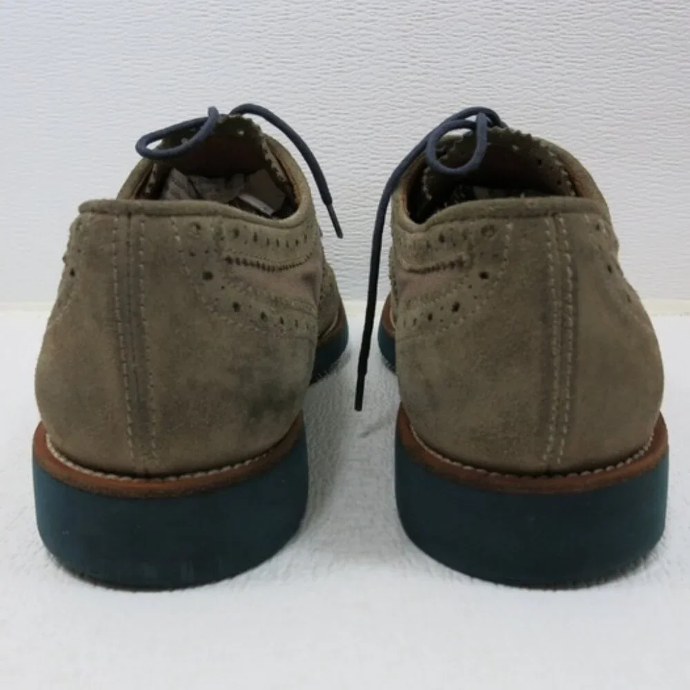Massimo Dutti Suede Canvas Brogue Leather Wingtip Oxfords Footwear Sz 45 11.5